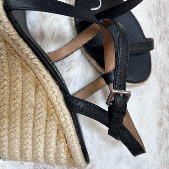 Calvin Klein Black Espadrille Wedge Sandals Bellemine Pebble Grain - Picture 7 of 10
